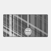 Grijs geometrisch retro Lijnen Patroon Monogram Bureaumat (Voorkant)