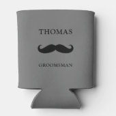 grijs gepersonaliseerde naam snor Groomsman Blikjeskoeler (Achterkant)