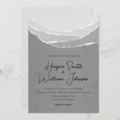 grijs gescheurd papier bergt bruiloft in kaart (Voorkant / Achterkant)