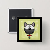 Grijs Gestreept Kat Vierkante Button 5,1 Cm (Voorkant /achterkant)