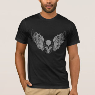 Grijs gevleugelde schedel T-shirt