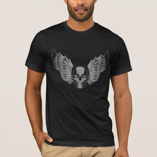 Grijs gevleugelde schedel T-shirt (Voorkant)