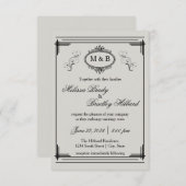 Grijs gevoerd Lijst - 3x5 bruiloft uitnodiging (Voorkant / Achterkant)