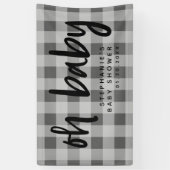 Grijs Gingham Modern Baby shower Spandoek (Verticaal)