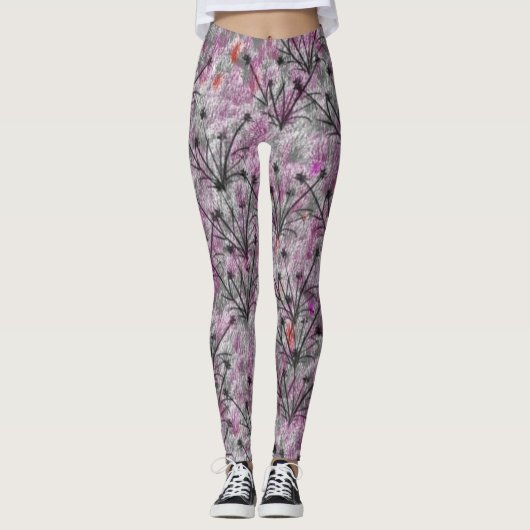 Grijs glanzend gras leggings (Voorkant)