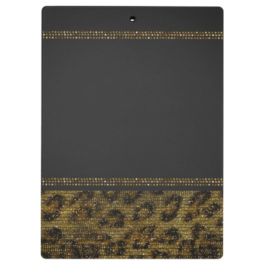Grijs & Goud Cheetah Leopard Glam gepersonaliseerd Klembord (Achterkant)