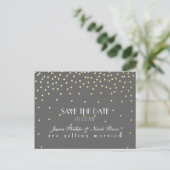 Grijs & Goud Folie Stippen Save The Date Postkaart Aankondigingskaart (Staand voorkant)