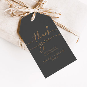 Grijs Goud Klassieke Bruiloft Dank u Cadeaulabel