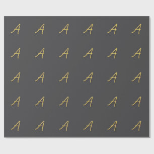 Grijs Goud Kleur Monogram Professioneel Cadeaupapier