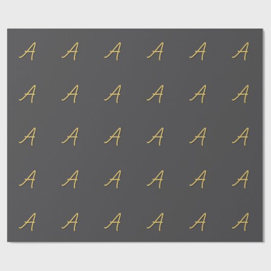 Grijs Goud Kleur Monogram Professioneel Cadeaupapier (Vlak)