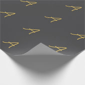 Grijs Goud Kleur Monogram Professioneel Cadeaupapier (Hoek)