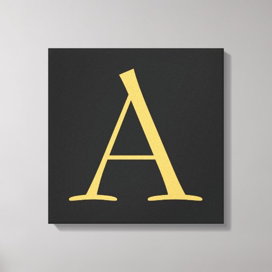 Grijs Goud Kleur Monogram Professioneel Canvas Afdruk (Voorkant)