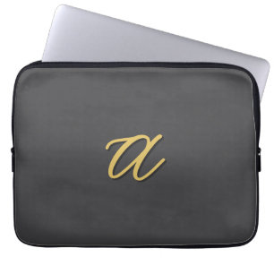 Grijs Goud Kleur Monogram Professioneel Laptop Sleeve