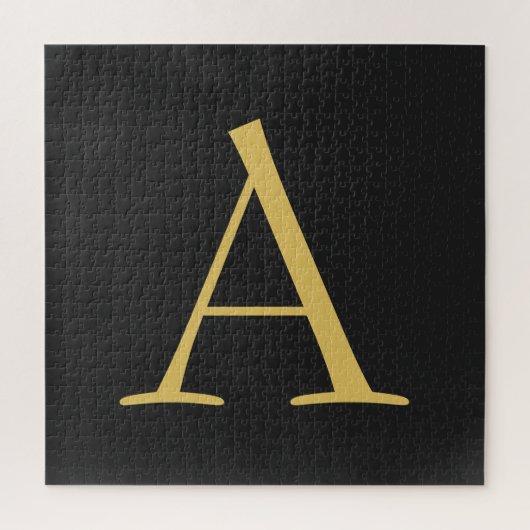 Grijs Goud Kleur Monogram Professioneel Legpuzzel (Verticaal)