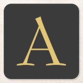 Grijs Goud Kleur Monogram Professioneel Vierkante Kartonnen Onderzetter (Voorkant)