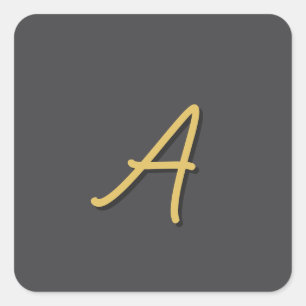 Grijs Goud Kleur Monogram Professioneel Vierkante Sticker