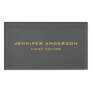 Grijs & Goud Kleuren Professionele Modern Plain Naambadge