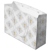 Grijs Goud Kruis Modern cirkelpatroon Groot Cadeauzakje (Achterkant Gekanteld)