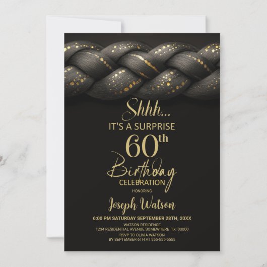 Grijs Goud Vlecht Verrassing 60ste Verjaardagsfees Kaart (Voorkant)