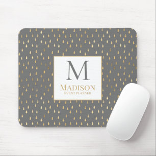 Grijs Gouden Regendruppel Modern Modieus Monogram Muismat