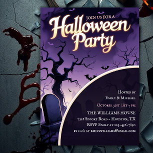 Grijs Grafelijk Spoken Halloween Feest Kaart