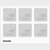 Grijs, Grijs Blush Roze Pastel Dank u Bruiloft Vierkante Sticker (Vel)