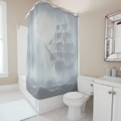 Grijs, Grijs Mist Piraat Schip 2 Douchegordijn (In situ)