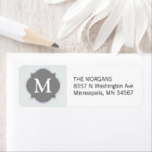 Grijs & Grijs Modern Chevron Custom Monogram Etiket (Insitu)