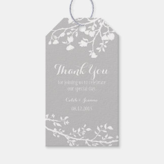 Grijs Grijs Modern Flower Wedding Dank u Labels Cadeaulabel