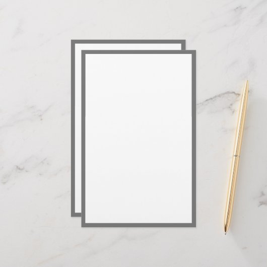 Grijs Grijs Rand Randen Wit Blank Custom Briefpapier (Voorkant / Achterkant in situ)