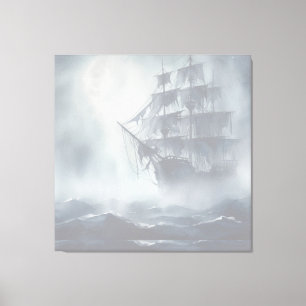 Grijs, grijs voor piratenschip pensioen canvas afdruk