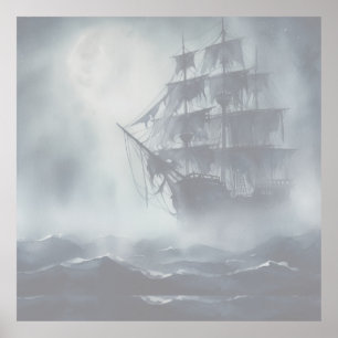Grijs, grijs voor piratenschip pensioen poster