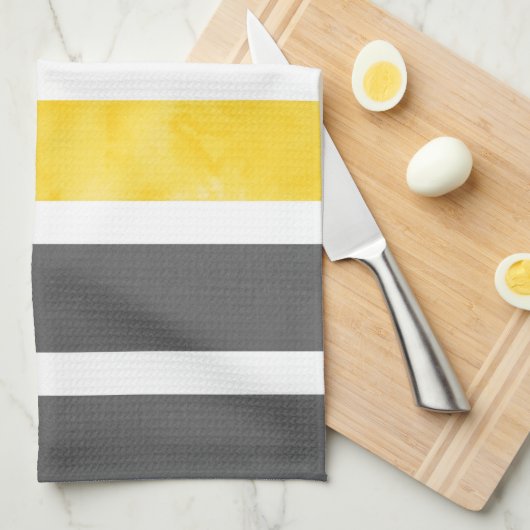 Grijs Grijs Wit Waterverf Strepen Theedoek (Quarter Fold)