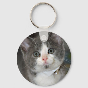 Grijs/Grijs/Zilver en Witte Keuten Sleutelhanger