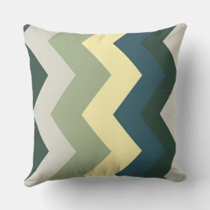 grijs groen en blauwgroen chevron Patroon Kussen