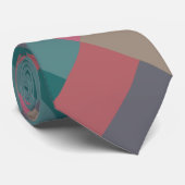 Grijs groen roze beige kleurenblok stropdas (Opgerold)