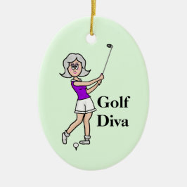 Grijs Haar Vrouw Golfer Ornament