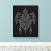 Grijs Haida Spirit Zee Schildpad op Zwart Canvas Afdruk (Insitu (Houten vloer))