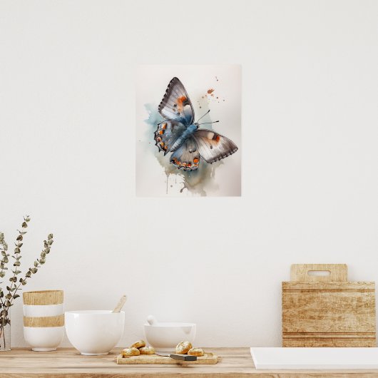 Grijs Hairstreak Butterfly Art Print Poster (Keuken)