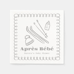 Grijs handgetekend après bébé Baby shower Servet