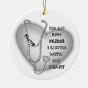 Grijs Hart LPN Verpleegster Keramisch Ornament