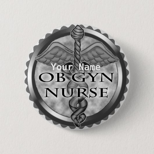 Grijs hart ObGyn Nurse Ronde Button 5,7 Cm (Voorkant)