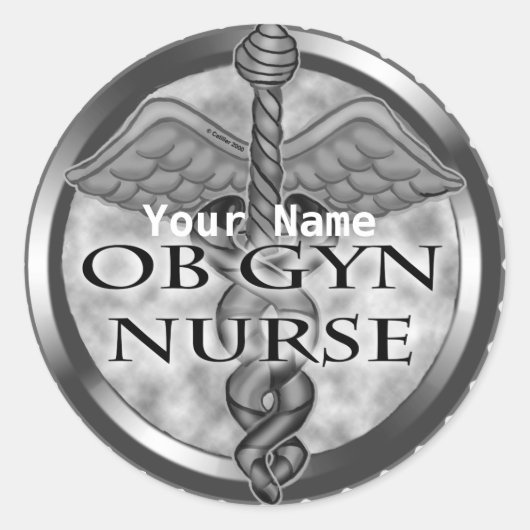 Grijs hart ObGyn Nurse Ronde Sticker (Voorkant)