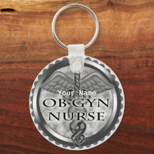 Grijs hart ObGyn Nurse Sleutelhanger
