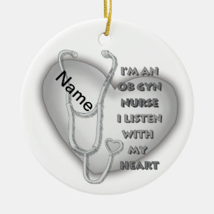 Grijs Hart van Gyn Nurse Keramisch Ornament