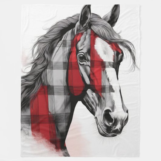 Grijs het Plaid paard Fleece Deken (Voorkant)