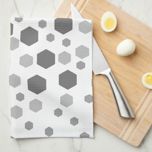 Grijs Hexagons Patroon. Theedoek (Quarter Fold)