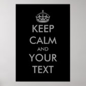 Grijs Houd kalm en jouw tekst poster (Voorkant)