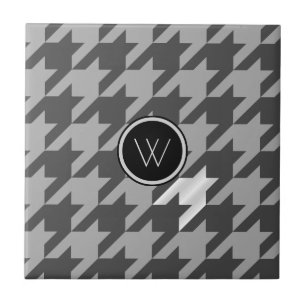 Grijs Houndstooth-tegel met zilveren accent Tegeltje