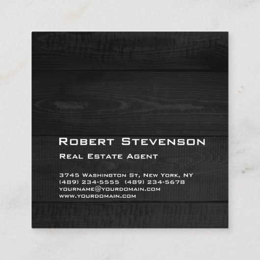 Grijs Hout Moderne Minimalistische Plain Elegant Vierkante Visitekaartje (Achterkant)